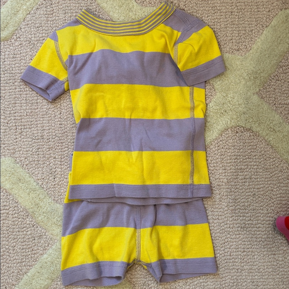 Hanna Andersson Pajama Sets- Disney Princess, Purple/Yellow Stripes, Checkered - Picture 3 of 6